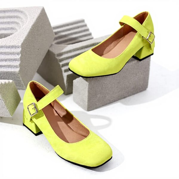 Pumps Donna Tacco Basso Mary Jane Scarpe Eleganti Fibbia