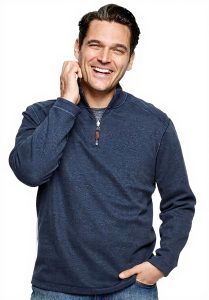 Maglione Johnston Murphy reversibile blu misto cotone uomo