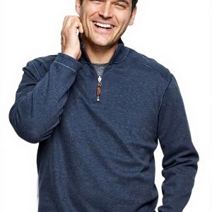 Maglione Johnston Murphy reversibile blu misto cotone uomo