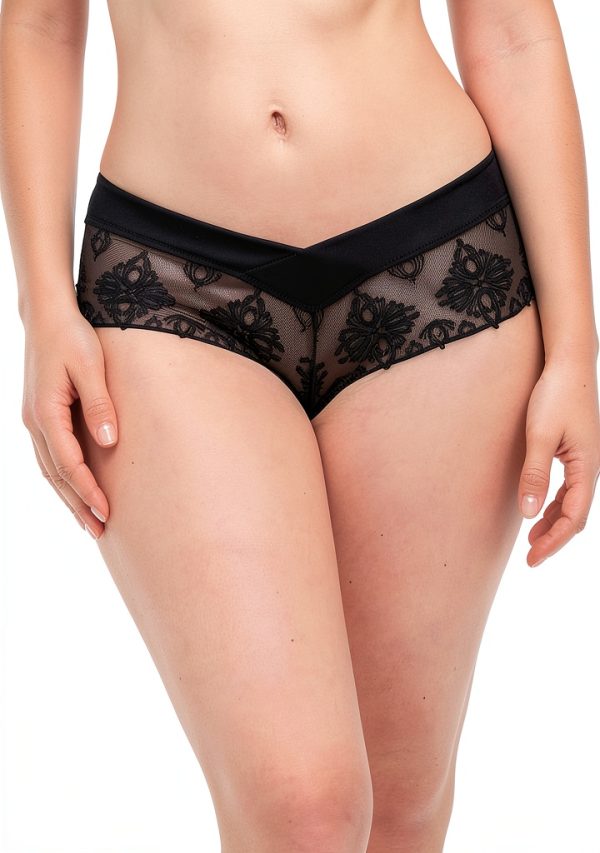 Chantelle Shorty Intimo Donna Pizzo Comodo Nero Dore Beige