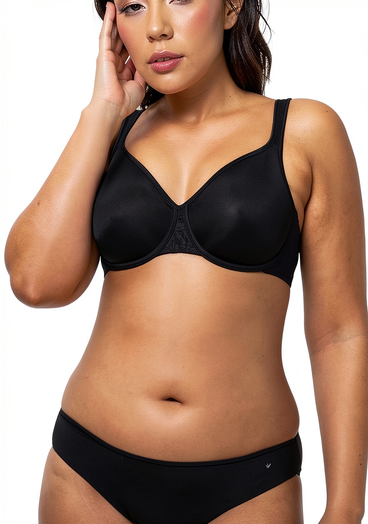 Reggiseno minimizer Triumph in colore nero con dettagli in pizzo