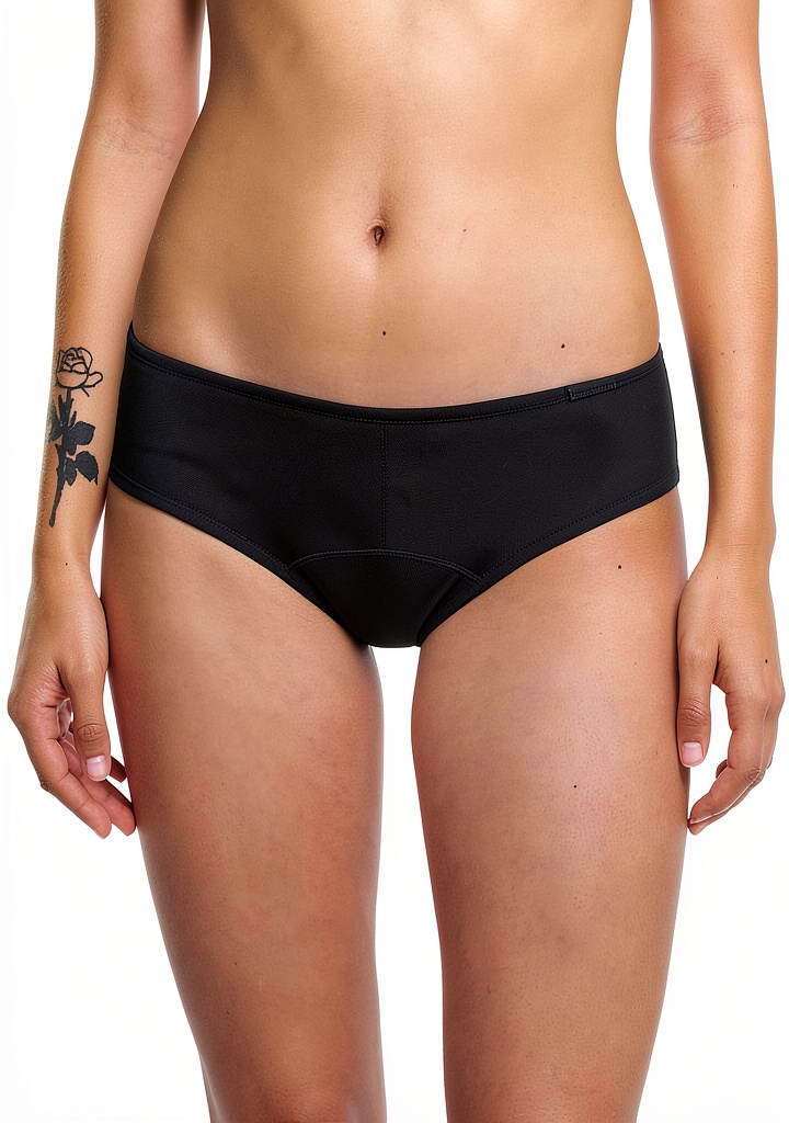 Dettaglio del tessuto e del taglio dello slip intimo Chantelle Period Panty Essential in colore nero